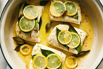 Roasted Halibut With Cumin Lemon and Bay