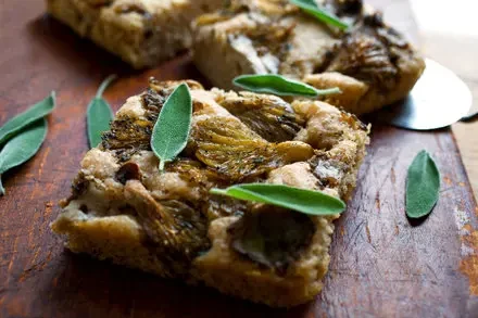 Potato Focaccia with Oyster Mushrooms