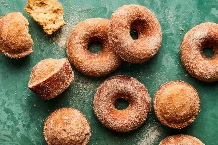Baked Apple Cider Doughnuts with Cinnamon Sugar Coating