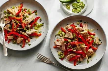 Mediterranean-Inspired Oil-and-Vinegar Tuna Salad with Pickled New World Peppers