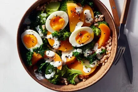 Kale and Butternut Squash Bowl With Jammy Eggs