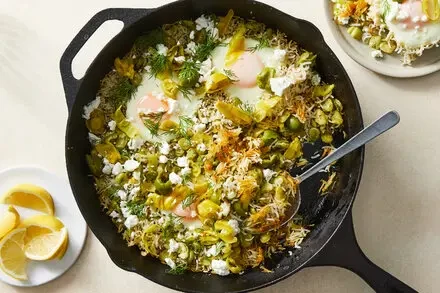 Crispy Rice With Dill and Runny Eggs
