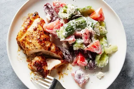 Greek Chicken With Cucumber Feta Salad