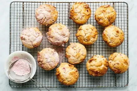 Strawberry Muffins with Candied Almonds