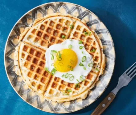 Savory Golden Waffles with Toasted Sesame, Scallion, and Sharp Cheese